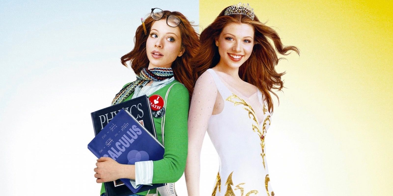Michelle Trachtenberg stands back to back with herself in Ice Princess