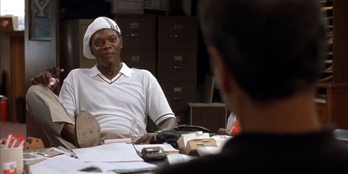 Ordell sitting in Max's office in Jackie Brown