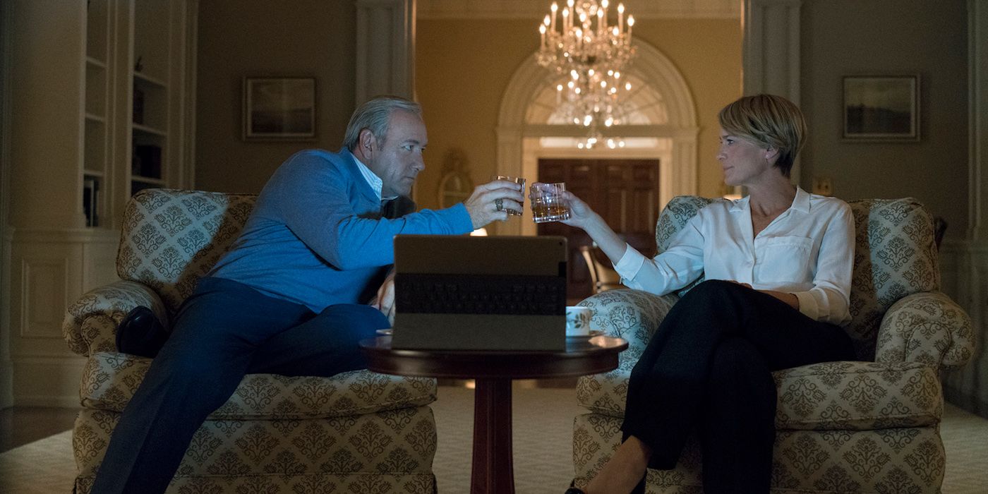 Kevin Spacey as Frank Underwood and Robin Wright as Claire Underwood in House of Cards