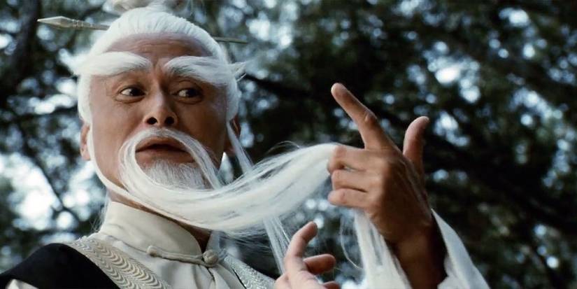 Pai Mei strokes his beard in Kill Bill