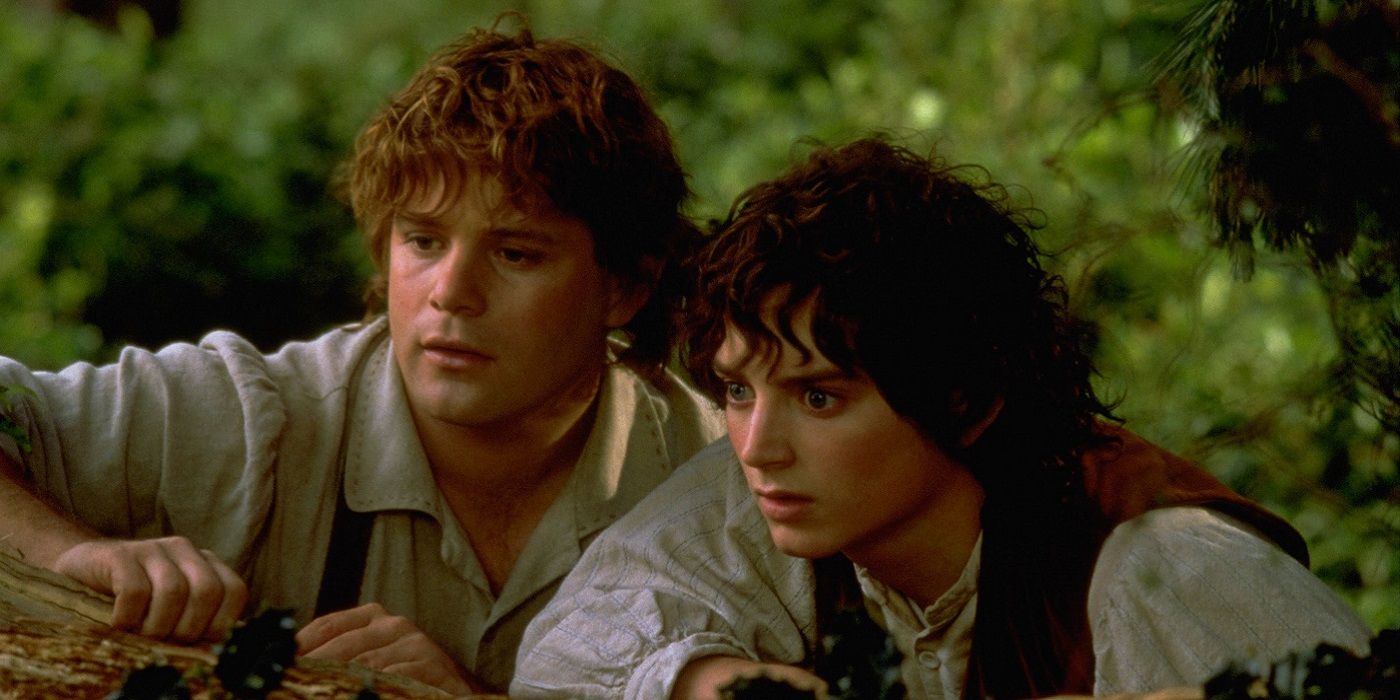 Elijah Wood as Frodo Baggins Sean Astin as Samwise Gamgee in The Lord of the Rings