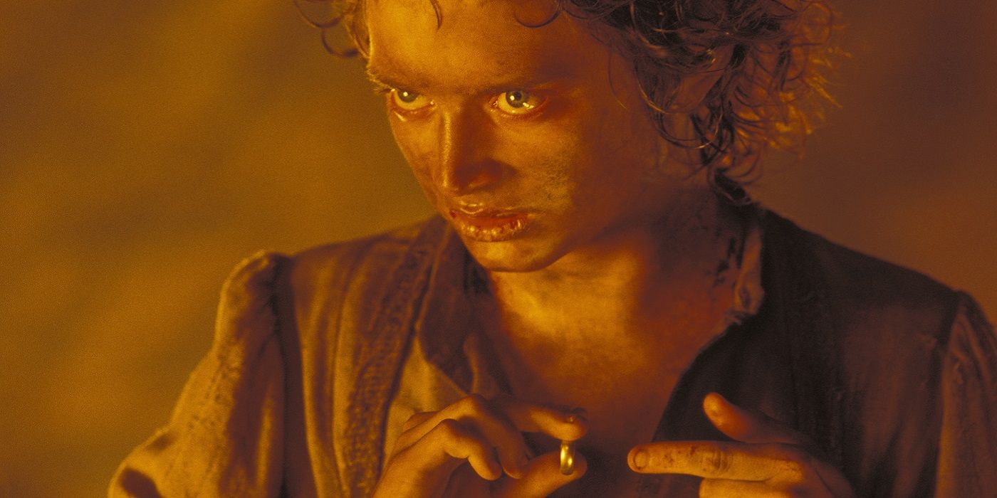 Frodo putting on the One Ring at Mount Doom
