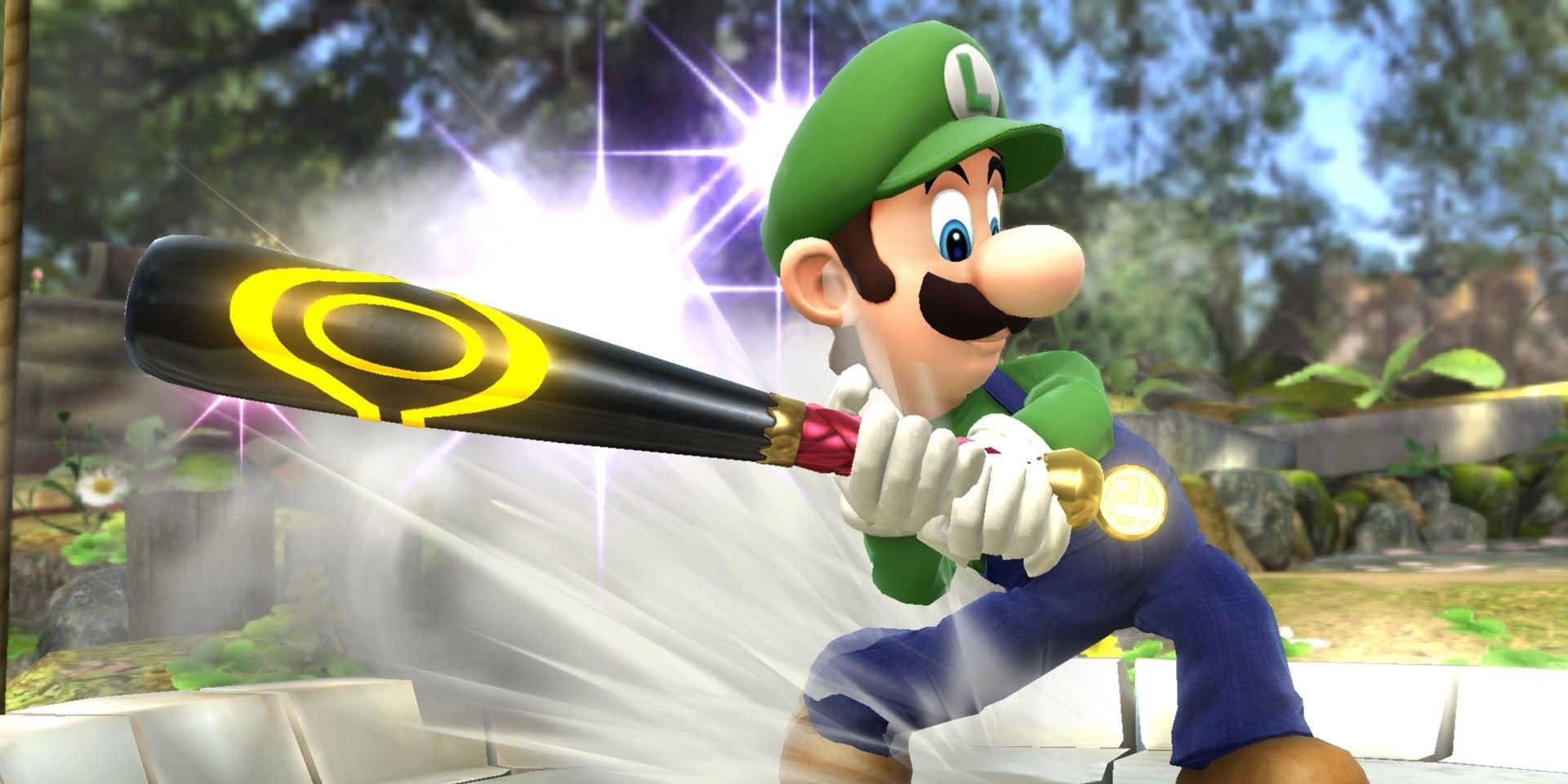Luigi holding a baseball bat