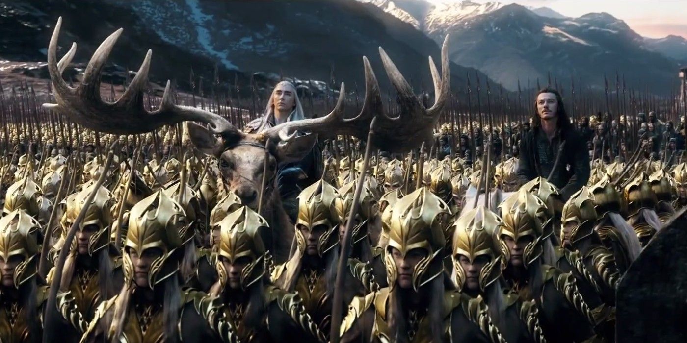 Luke Evans as Bard and Lee Pace as Thranduil in The Hobbit Battle of Five Armies