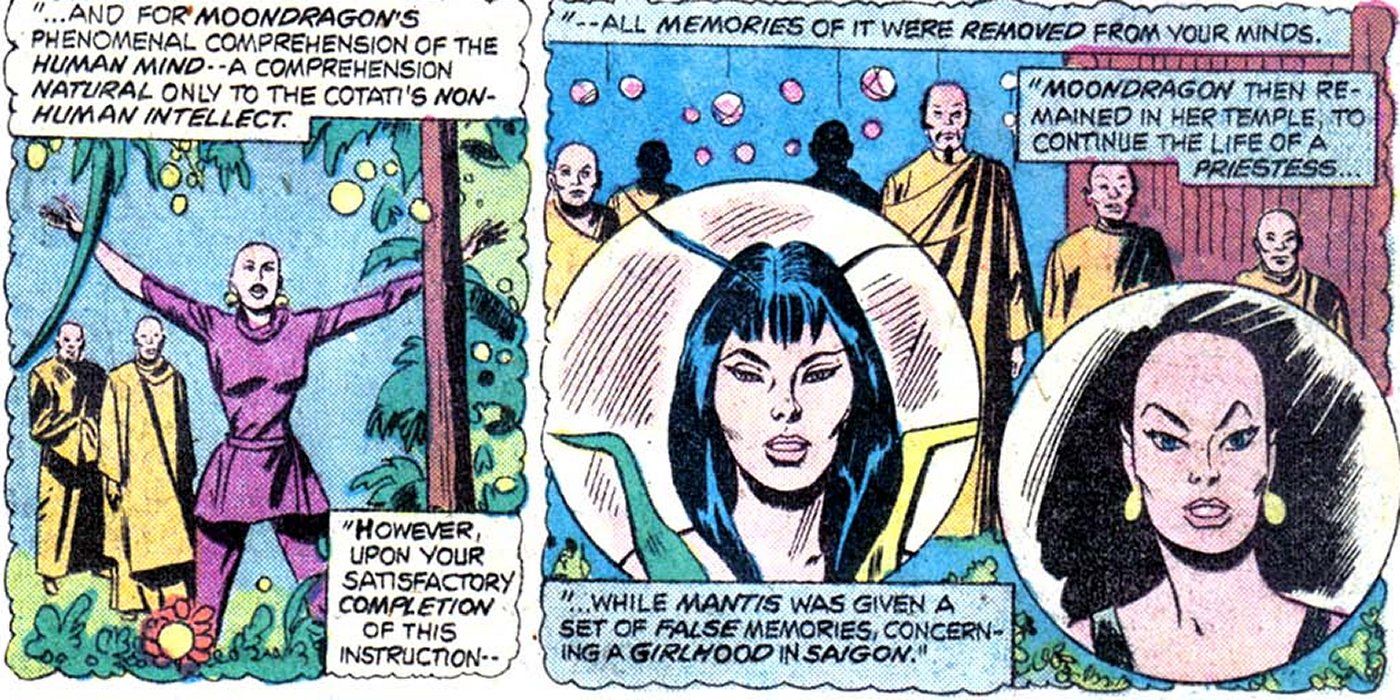 Mantis recounts the Celestial Madonna prophecy in Marvel Comics.