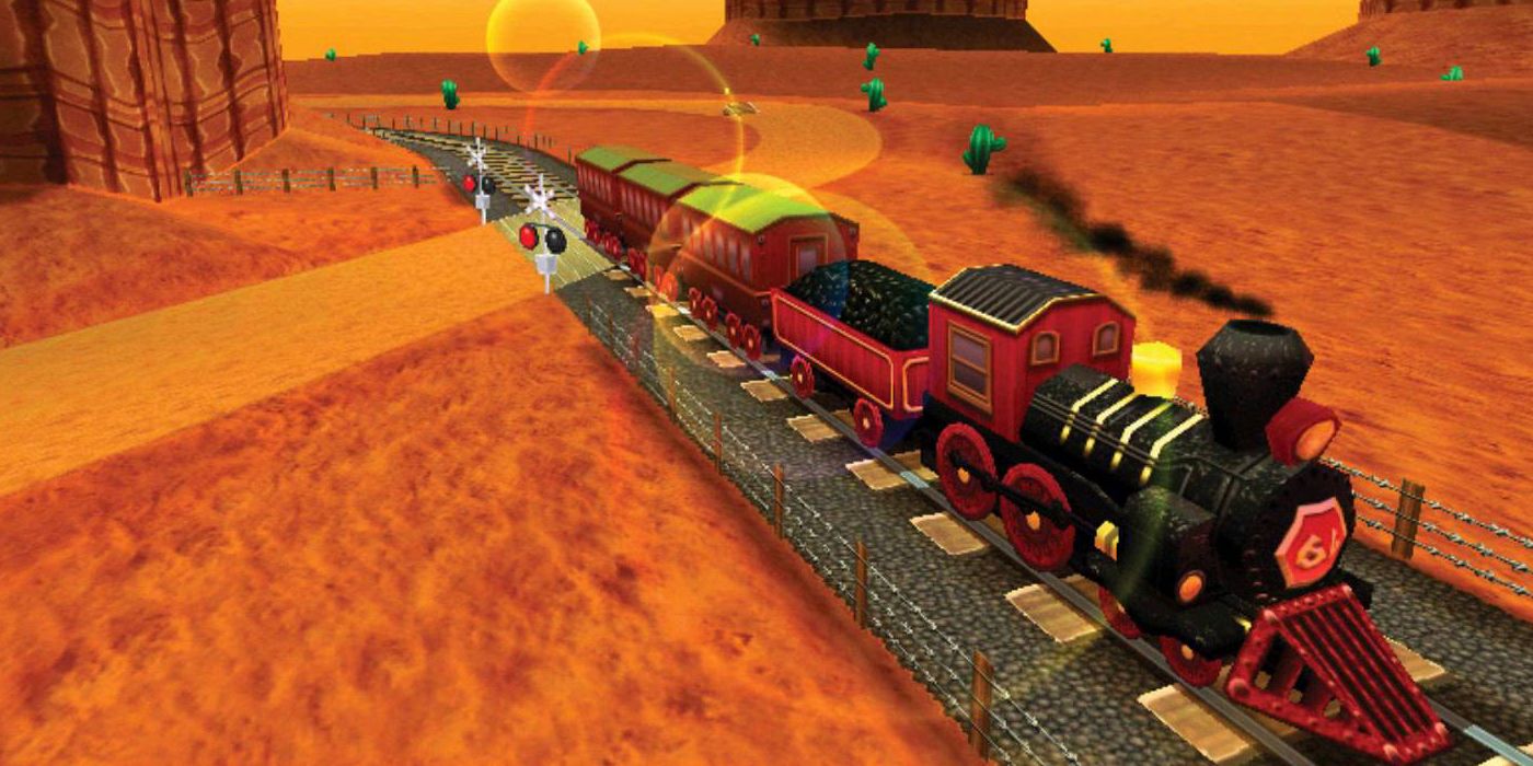 A train going through the Kalimari Desert in Mario Kart.