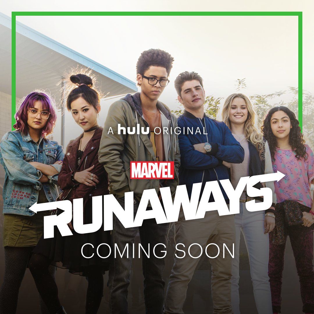 Marvel's Runaways Hulu Logo &amp; Cast Photo