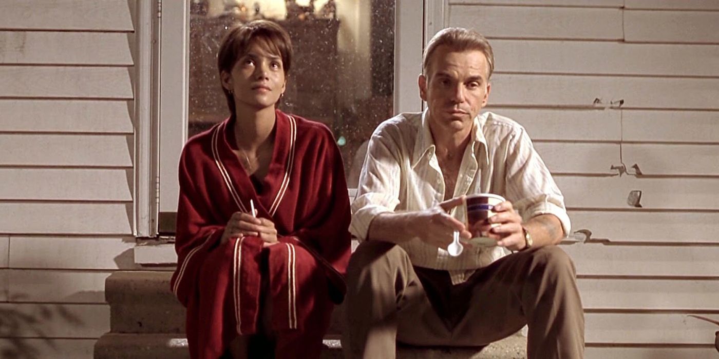 Billy Bob Thornton &amp; Halle Berry sit on a porch in Monsters Ball