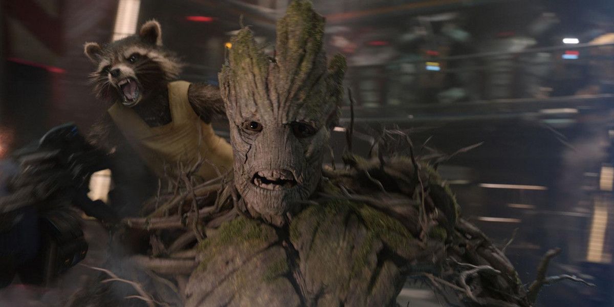 Groot attacking someone in Guardians of the Galaxy