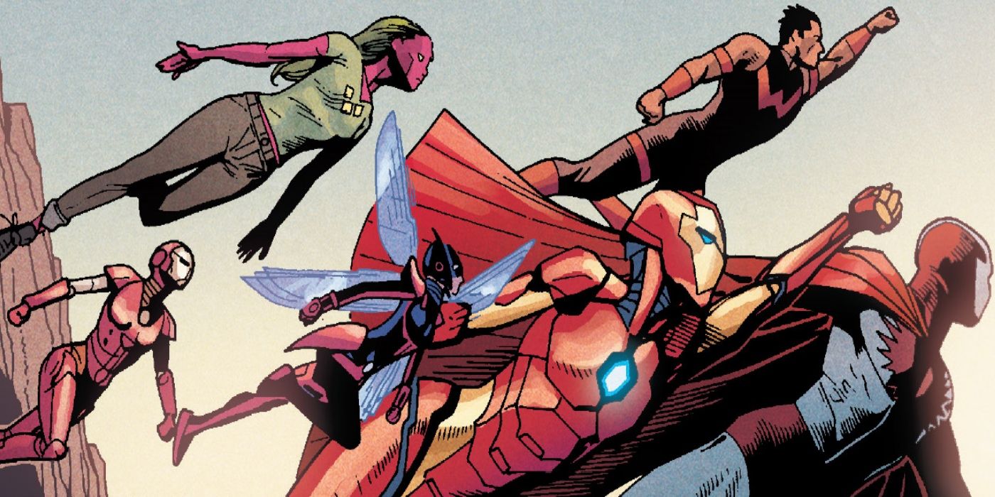 Marvel superheroes fly into battle in Secret Empire comics.