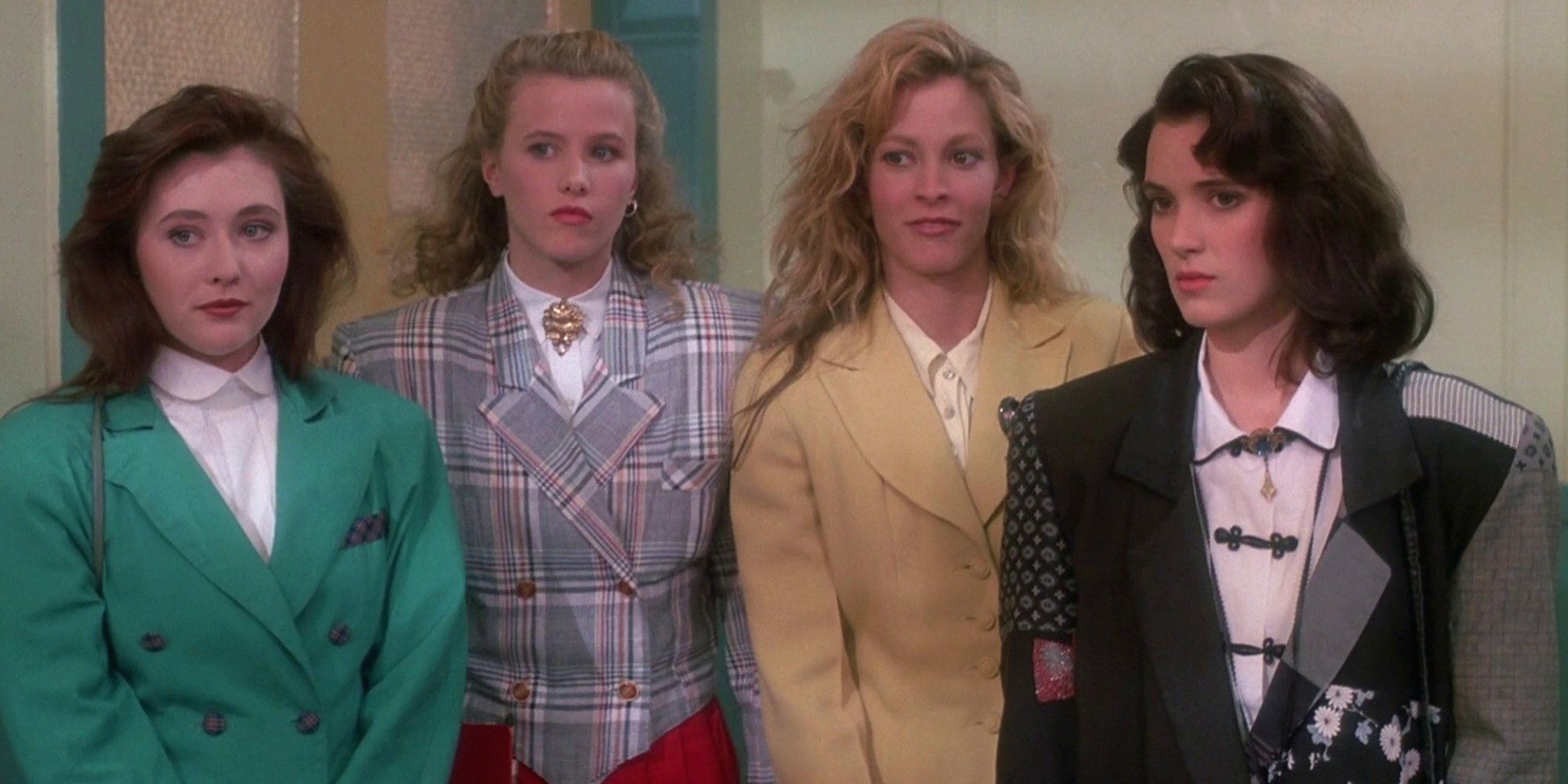 The Heathers standing together in Heathers movie