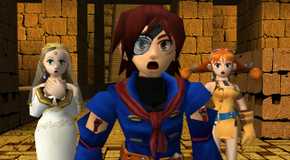 Vyse, Aika, and Fina from the game Skies of Arcadia