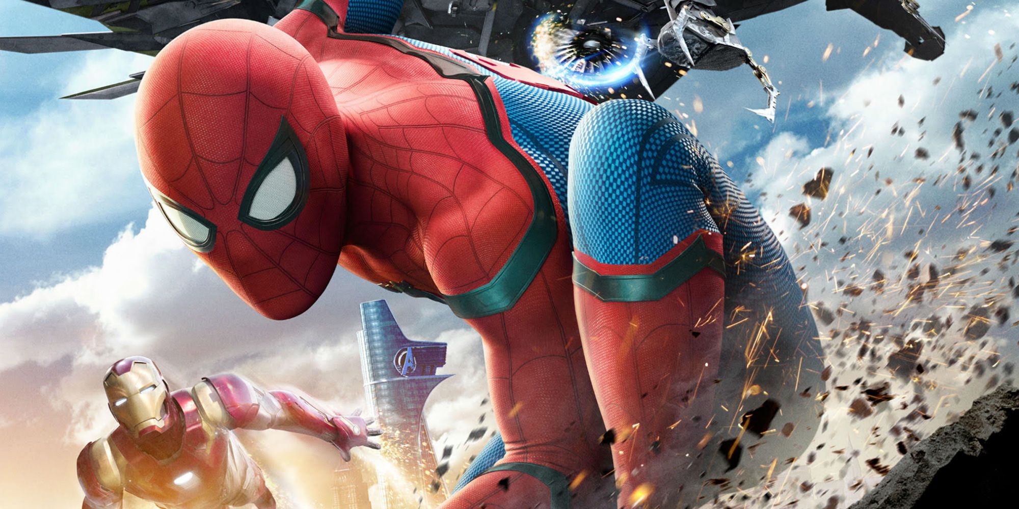 Spider-Man springs into action from the Spider-Man Homecoming Poster
