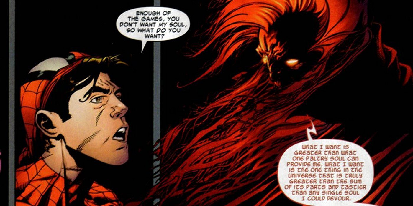 Peter Parker talks to Mephisto