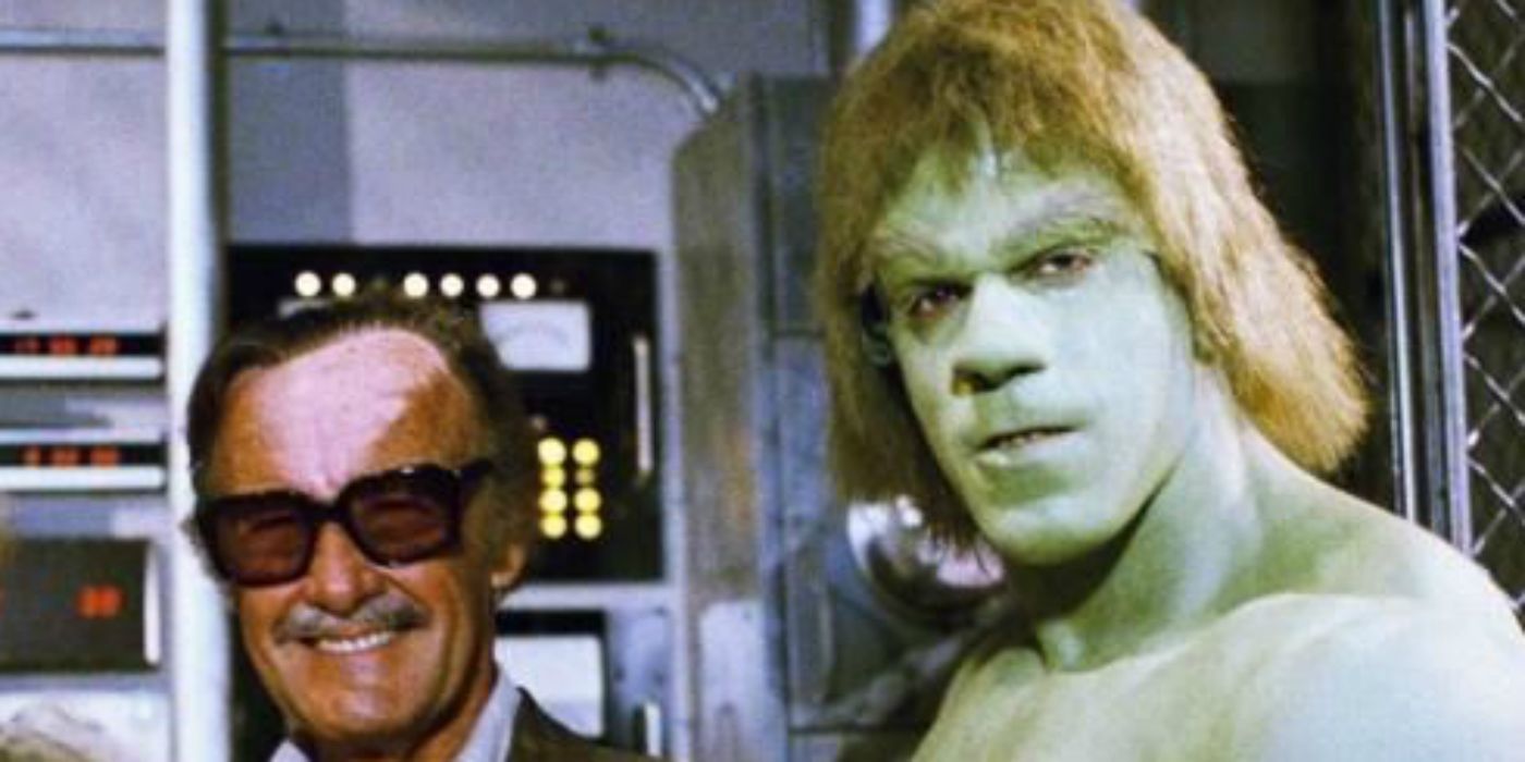 Stan Lee and Lou Ferrigno as Hulk in a promo image from the 1978 Hulk series.