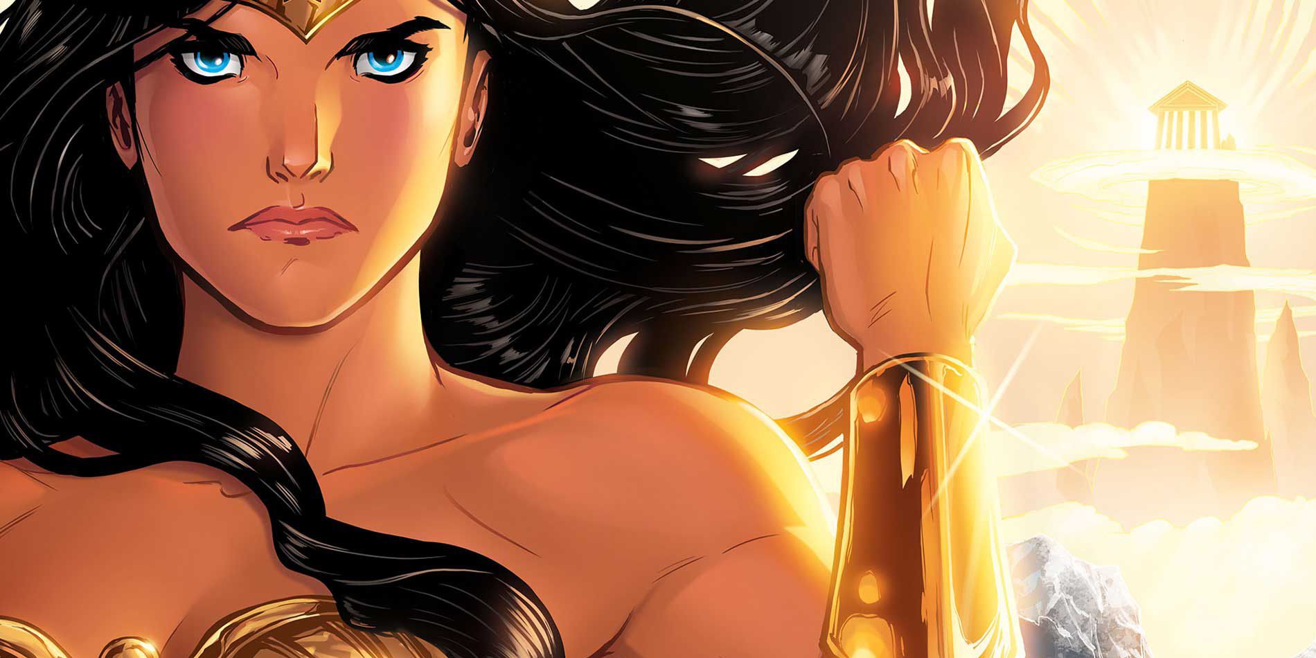 Wonder Woman clenching and raising a fist