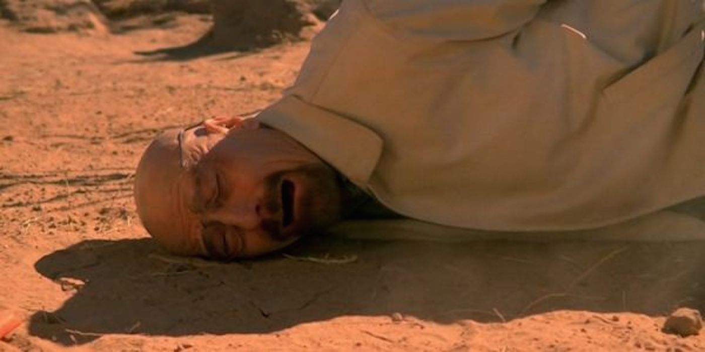 Walter White cries while laying on the ground from Breaking Bad 