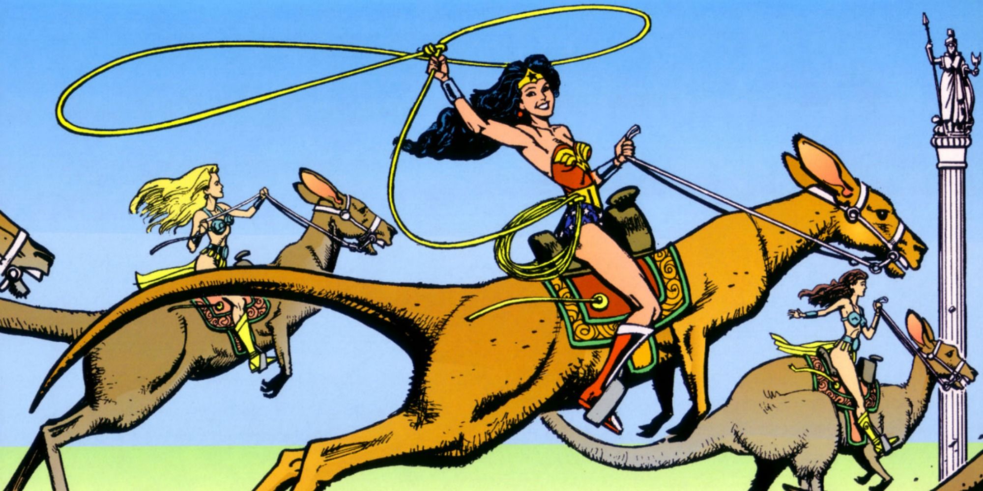 Wonder Woman Riding Jumpa the Kanga