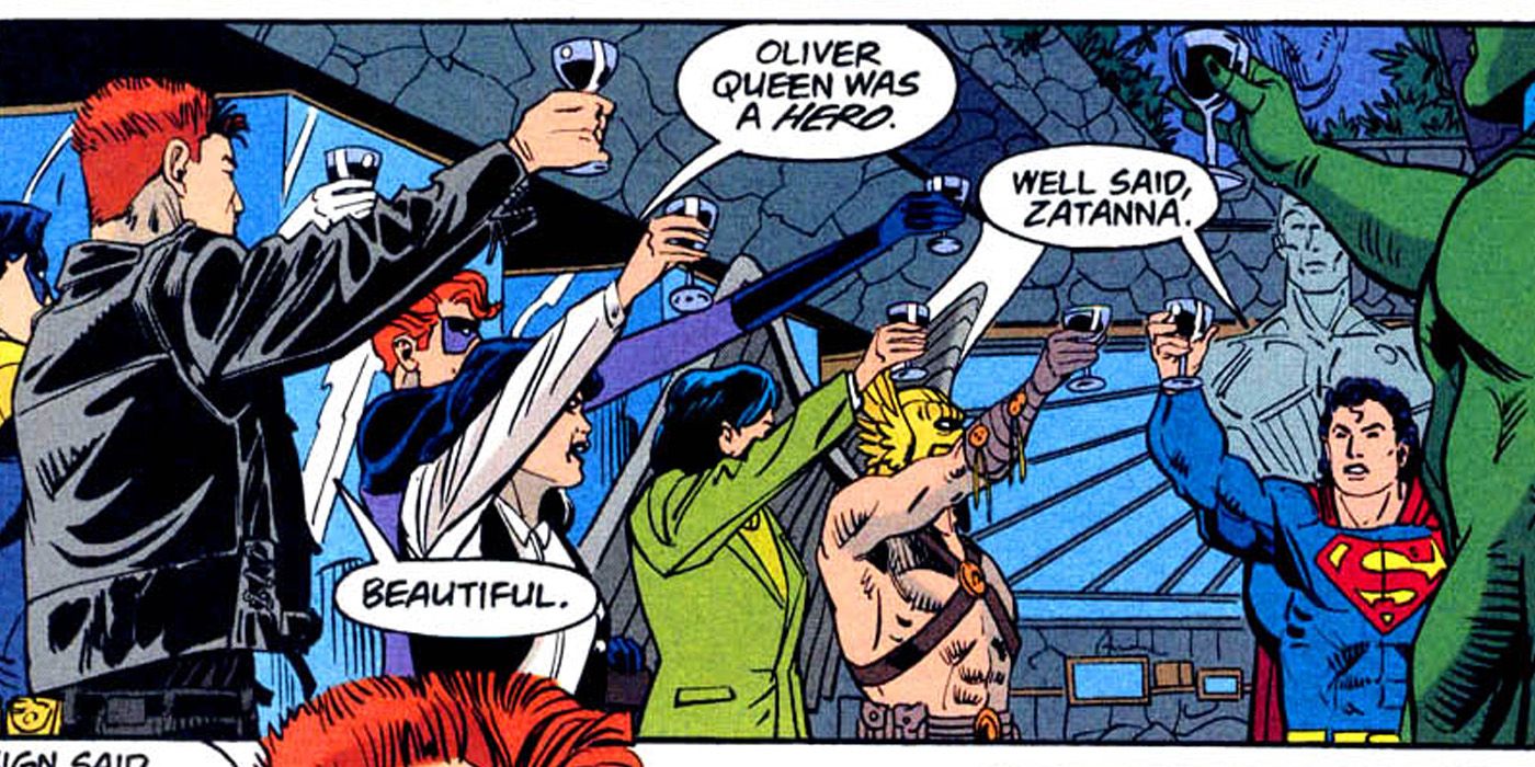 Justice League toasts Oliver Queen Green Arrow after death