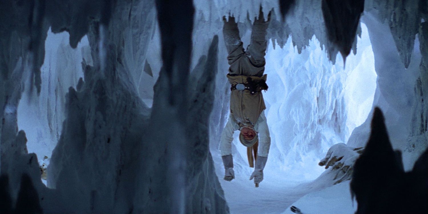 Luke Skywalker held by a Wampa in its cave in The EMpire Strikes Back