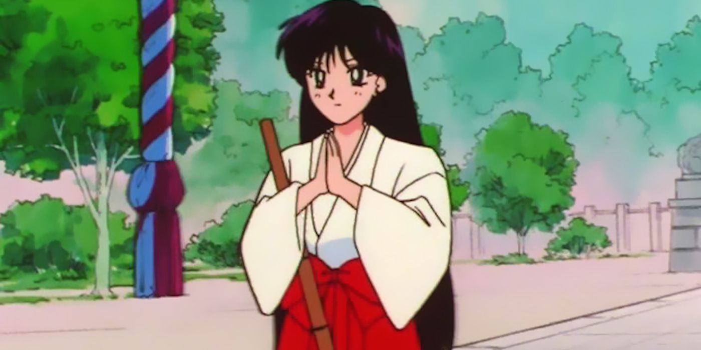 Rei Hino in her shrine in the 90s Sailor Moon anime