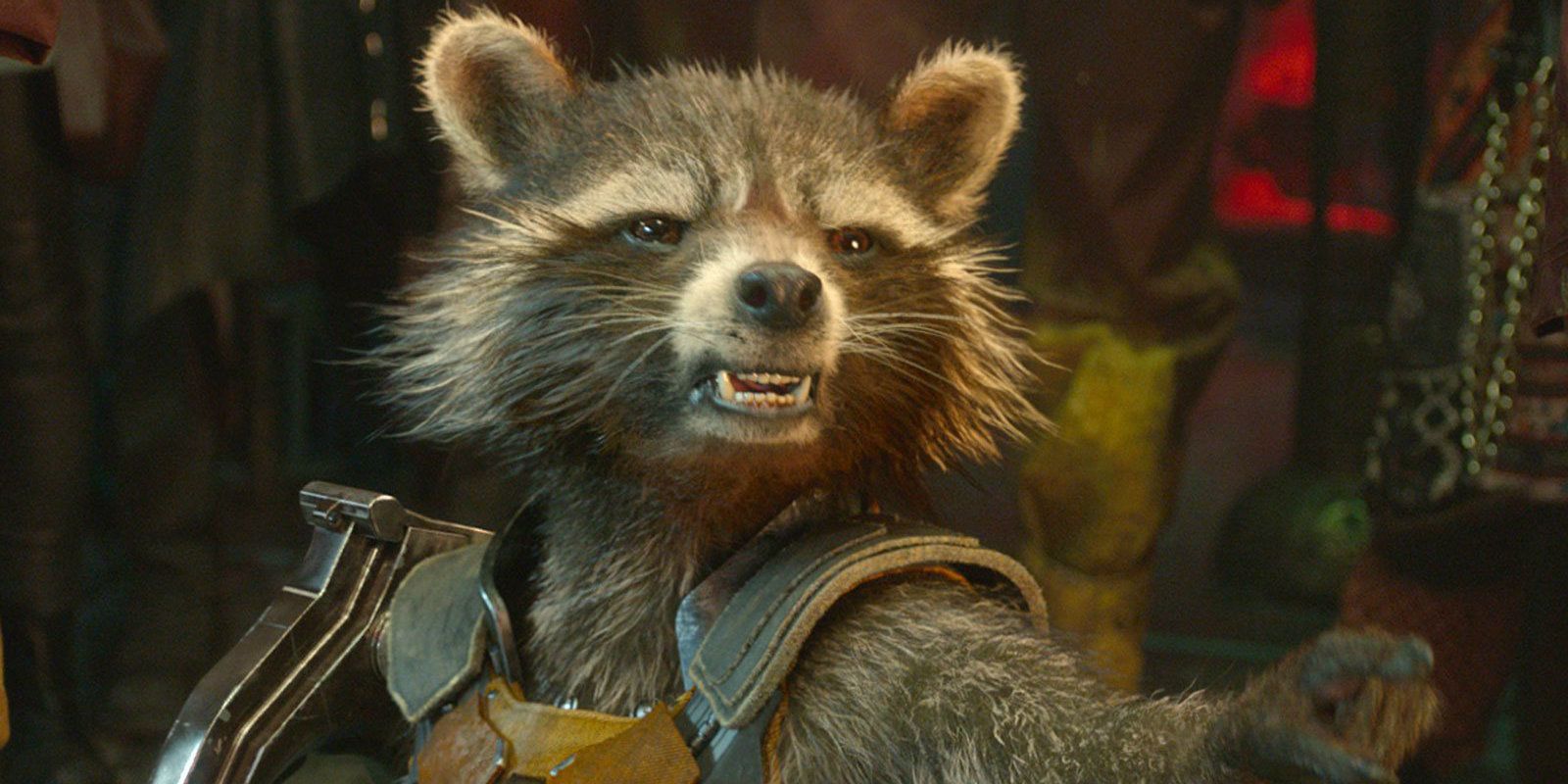 Rocket Raccoon growling in anger in Guardians of the Galaxy