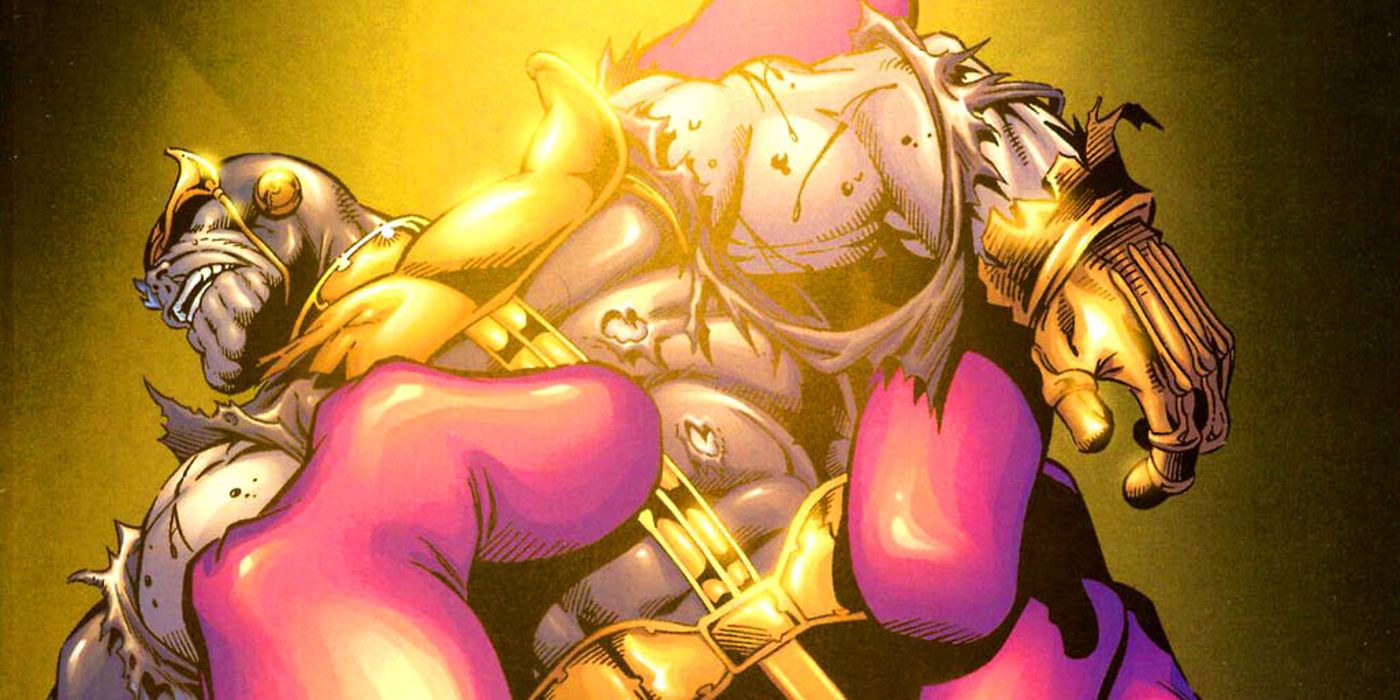 Thanos is gripped by Galactus in Thanos #5