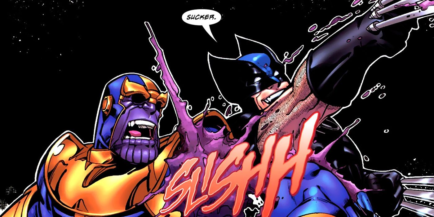 Wolverine cuts Thanos' arm off in What If? Newer Fantastic Four