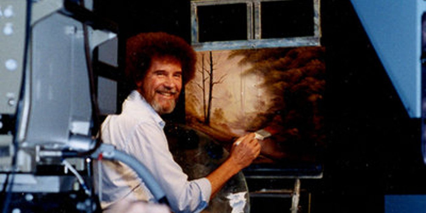 An image of Bob Ross painting