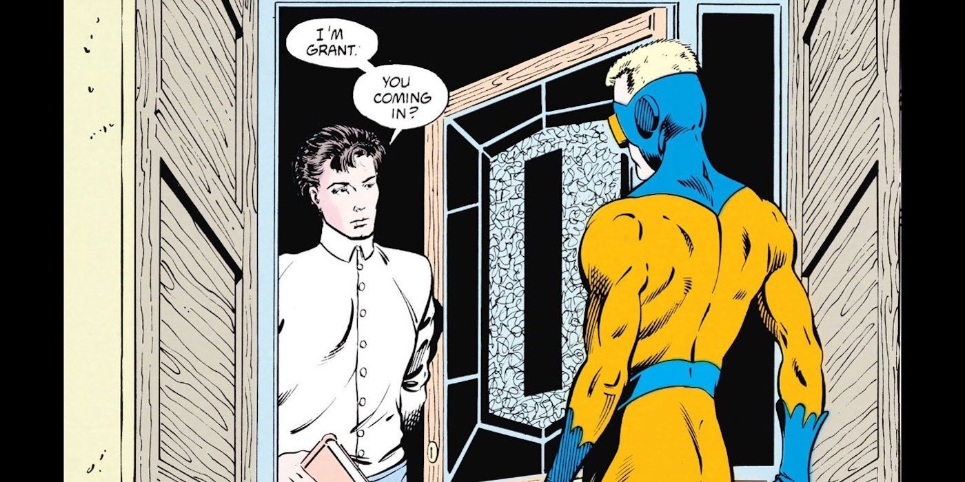 A man named Grant invites Animal Man into his home in DC Comics.