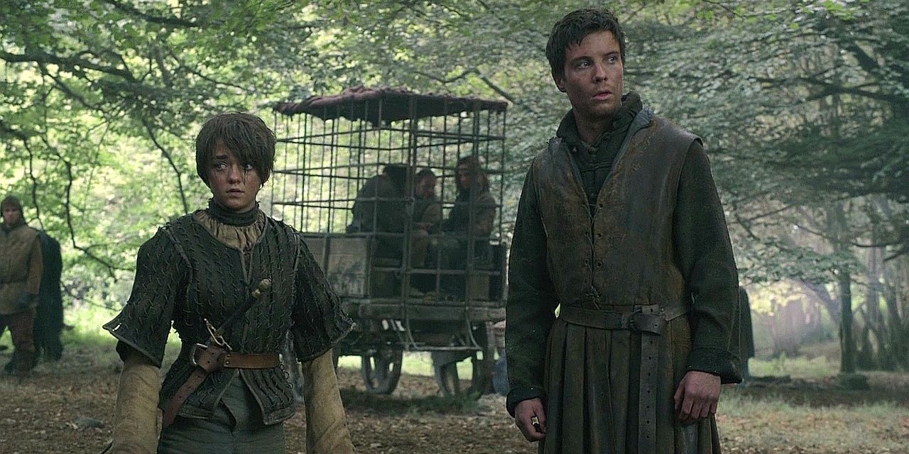 Arya and Gendry stand in the forest