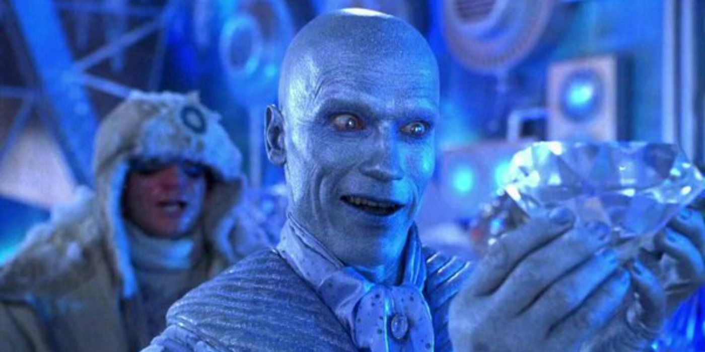 Arnold Schwarzenegger as Mr Freeze in his lab in Batman and Robin