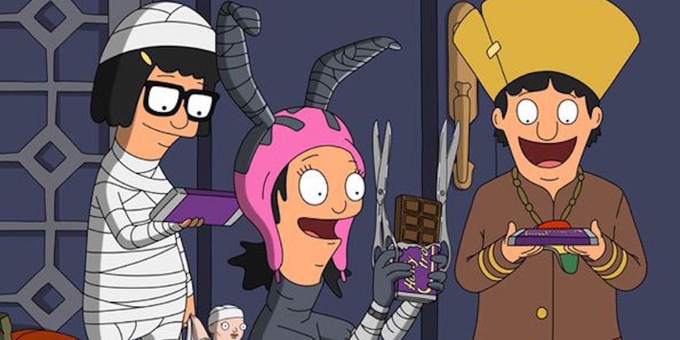 The Belcher kids dressed up for Halloween in Bob's Burgers
