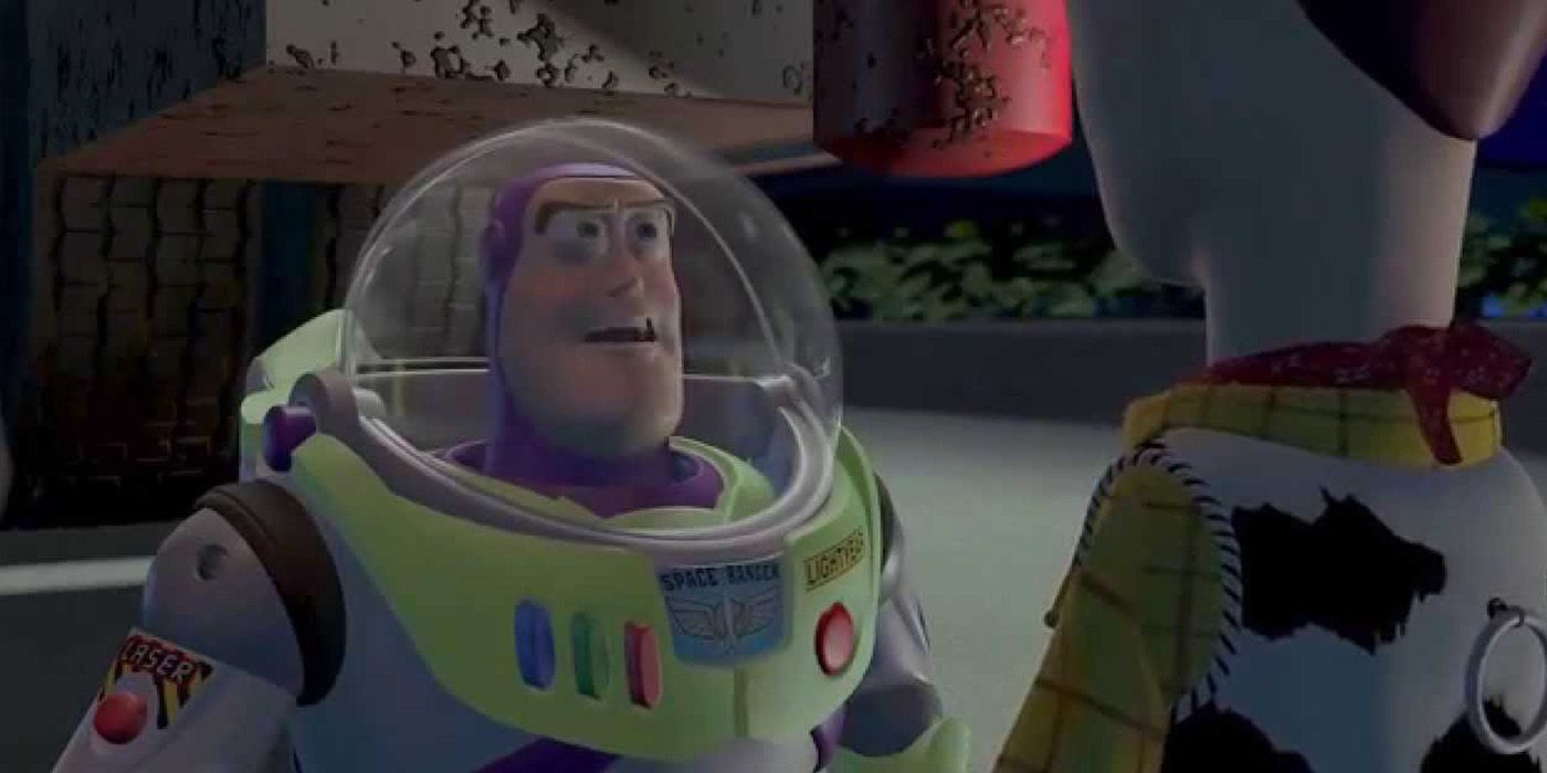 Buzz talking to Woody in Toy Story