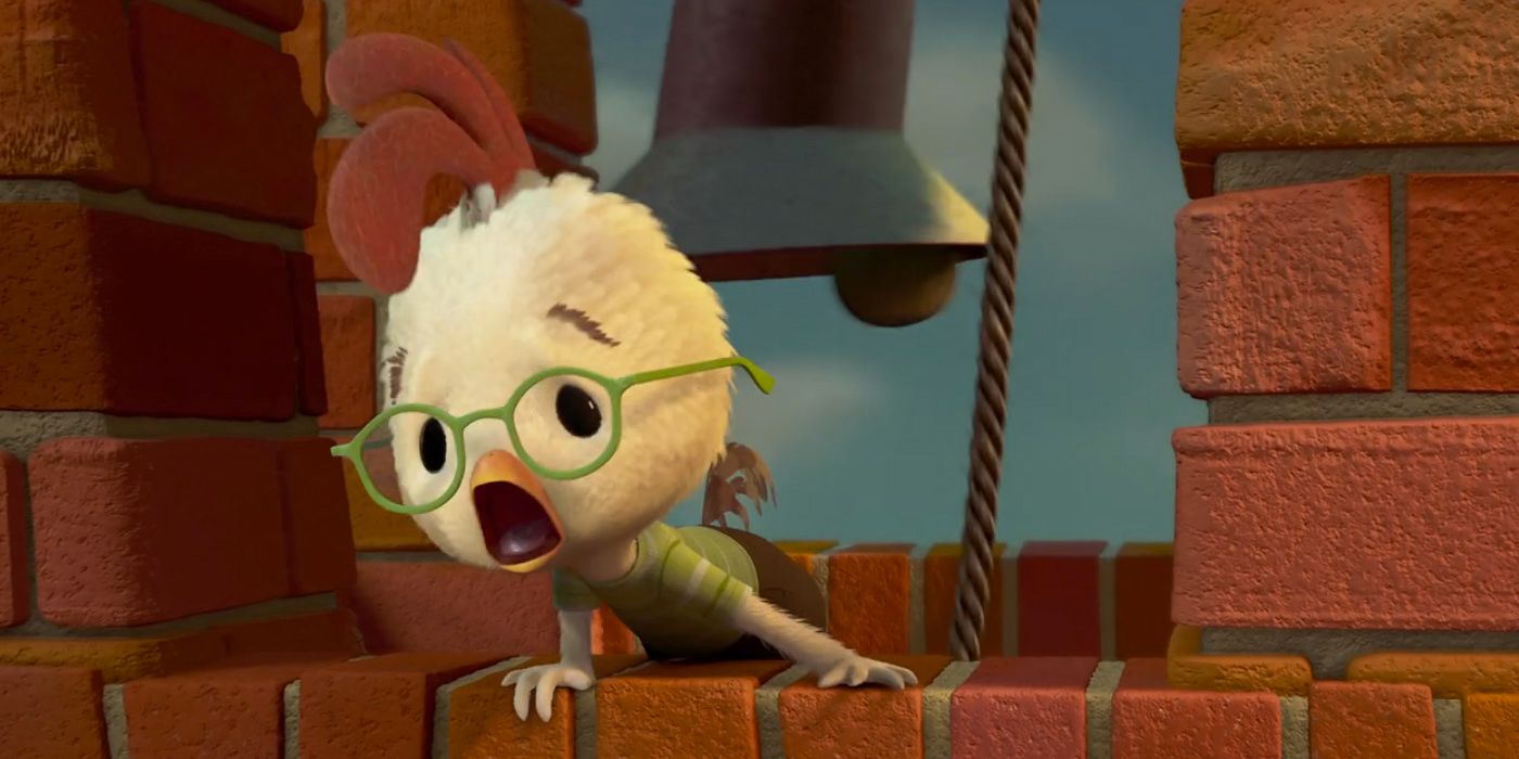 Chicken Little screams from a bell tower