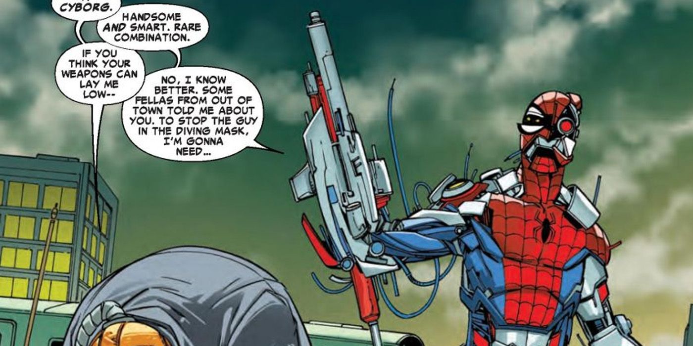 Cyborg Spider-Man unleashes his weapon in Marvel comics