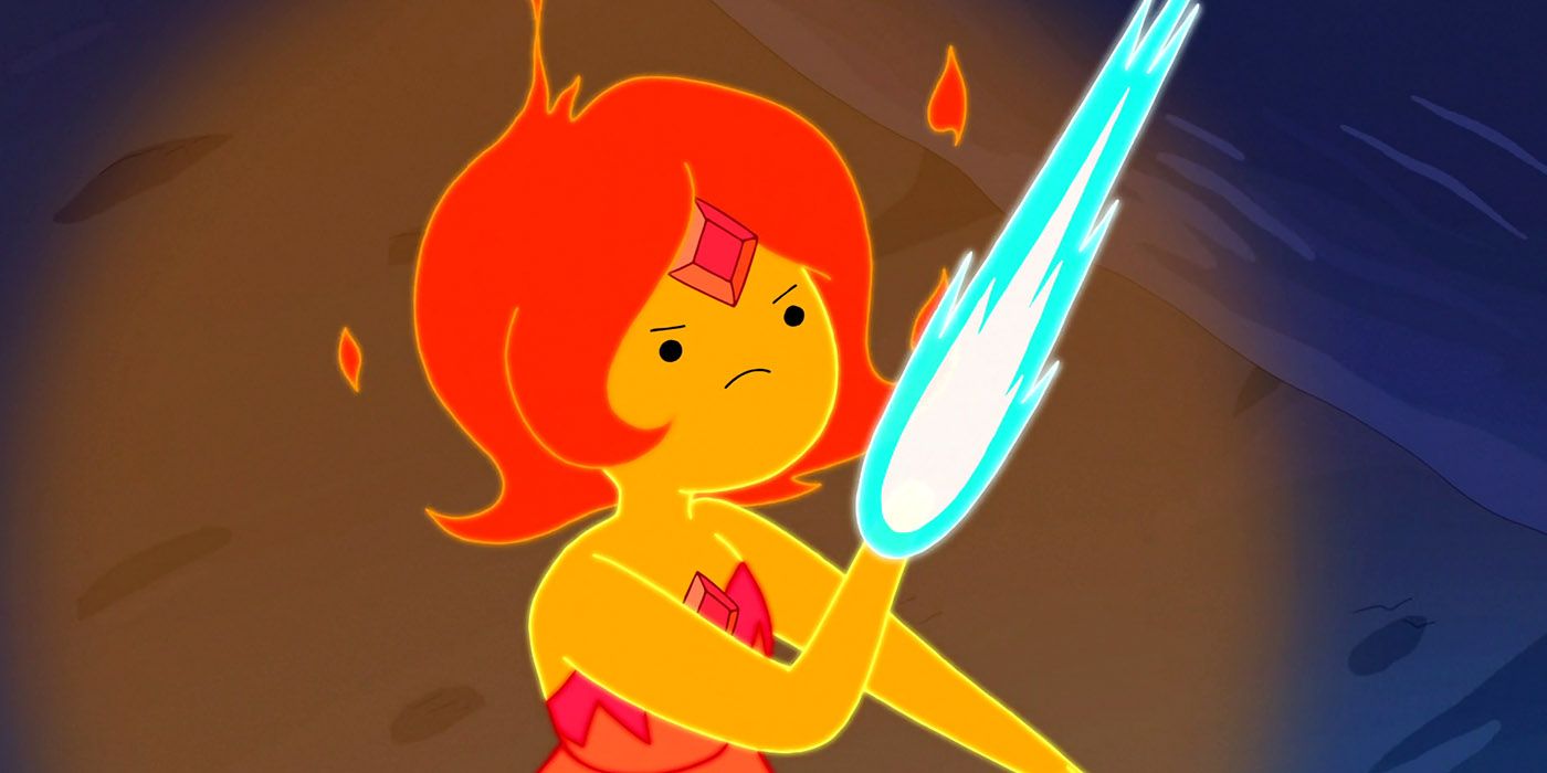 Flame Princess producing blue sparks from her hand