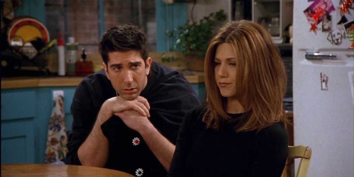Rachel tries to decide whether or not to forgive Ross in Friends.