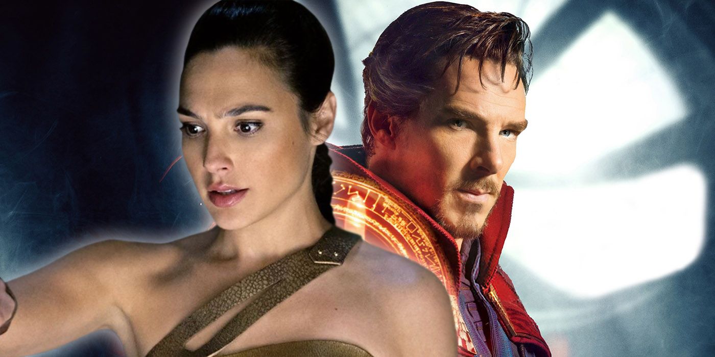Gal Gadot as Wonder Woman and Benedict Cumberbatch as Doctor Strange
