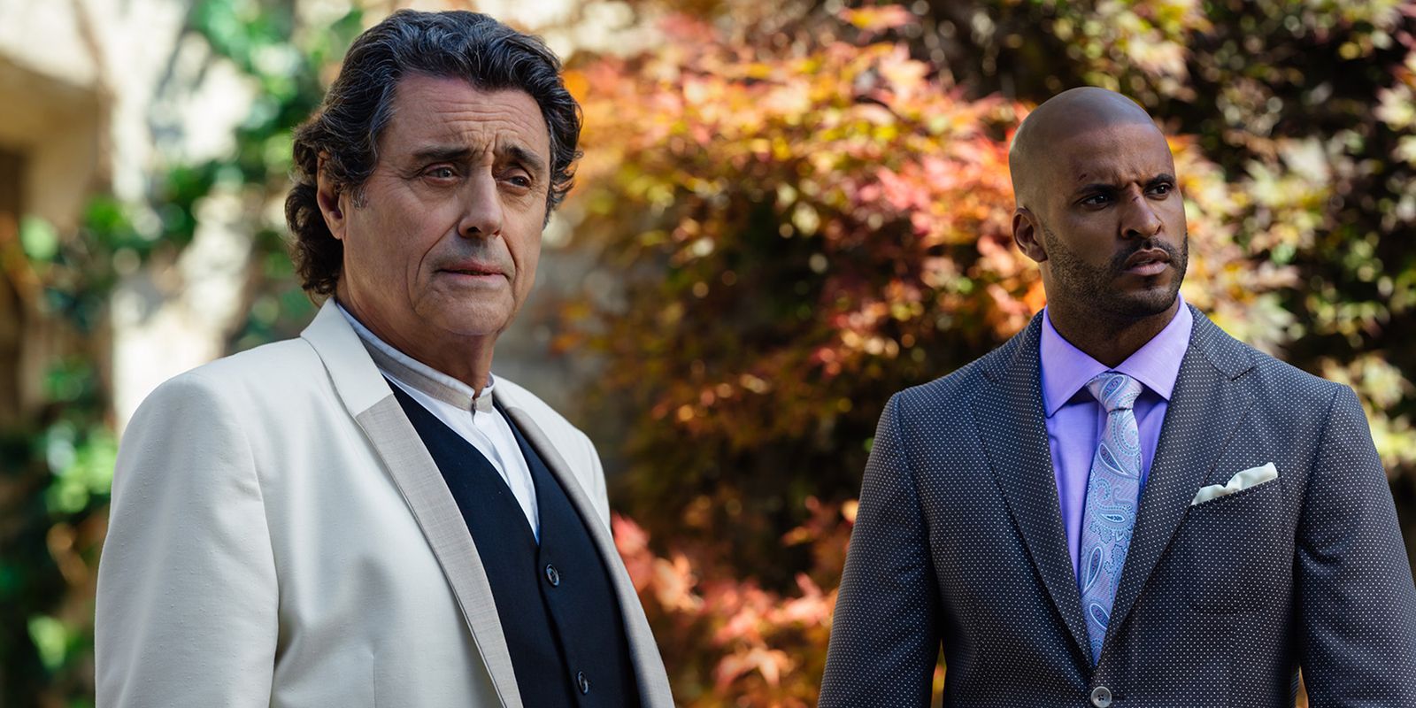Ian McShane and Ricky Whittle in American Gods Season 1 Episode 8