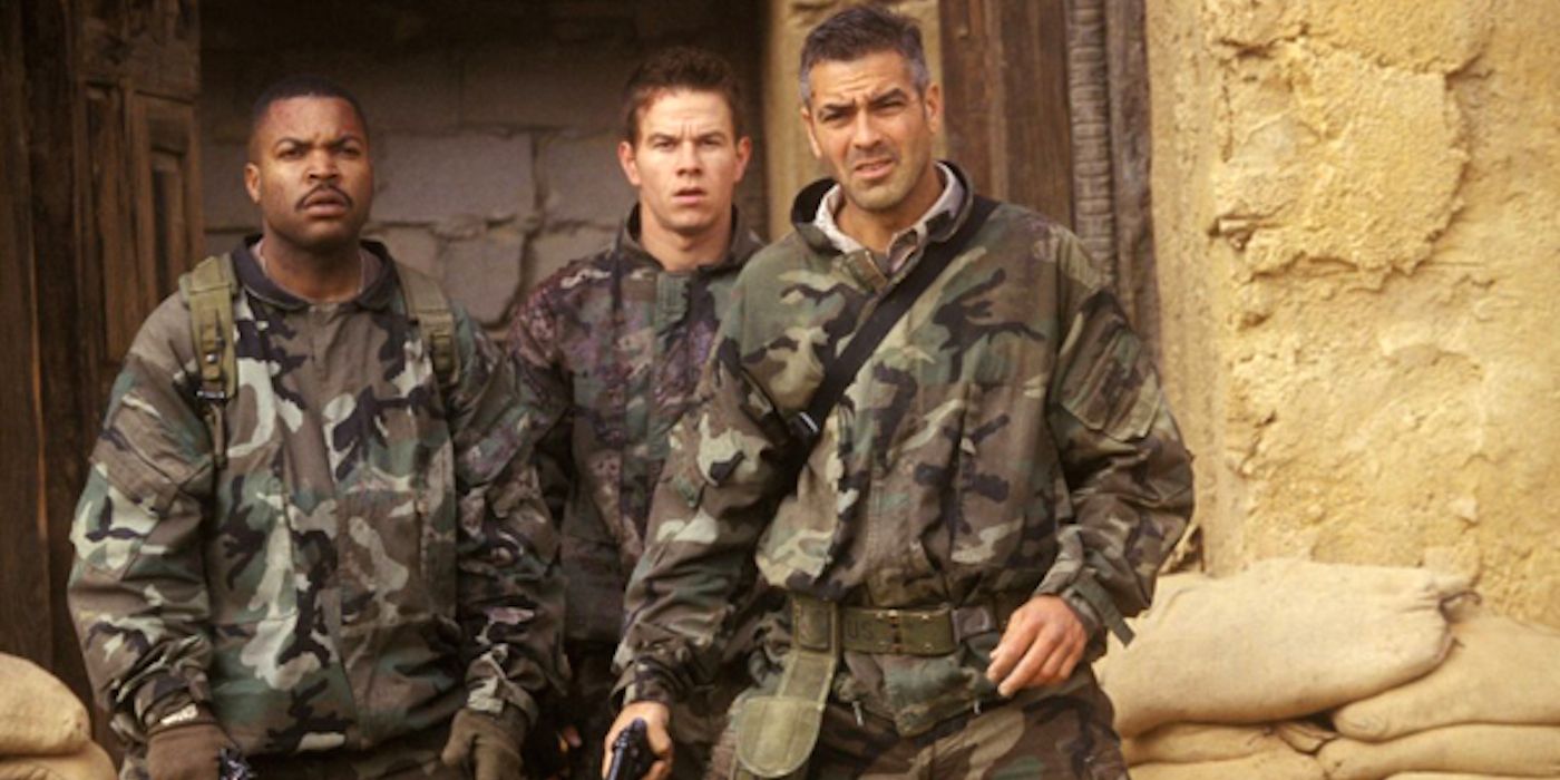 Ice Cube, Mark Wahlberg, and George Clooney in Three Kings.