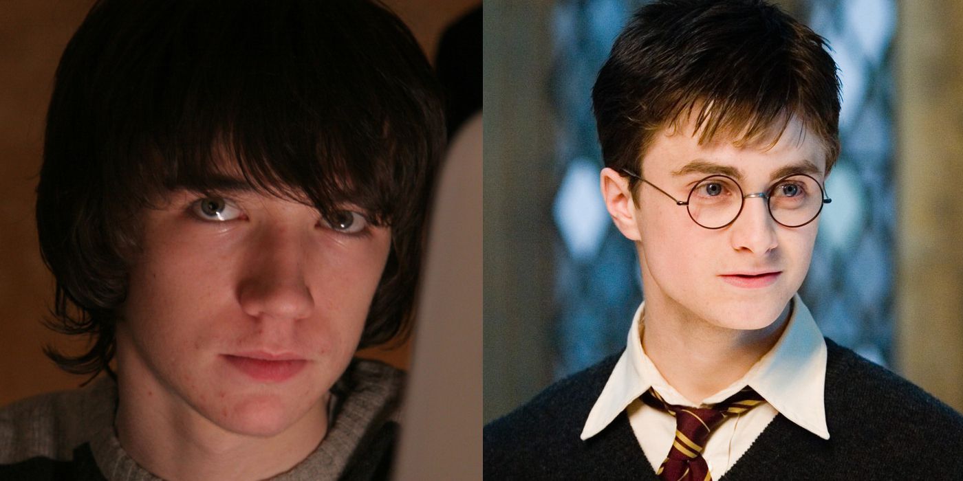 Split image of Liam Aiken and Daniel Radcliffe as Harry Potter
