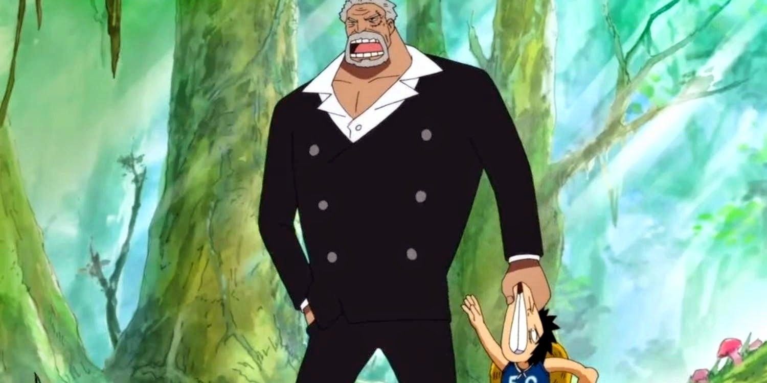 Luffy and Garp in One Piece