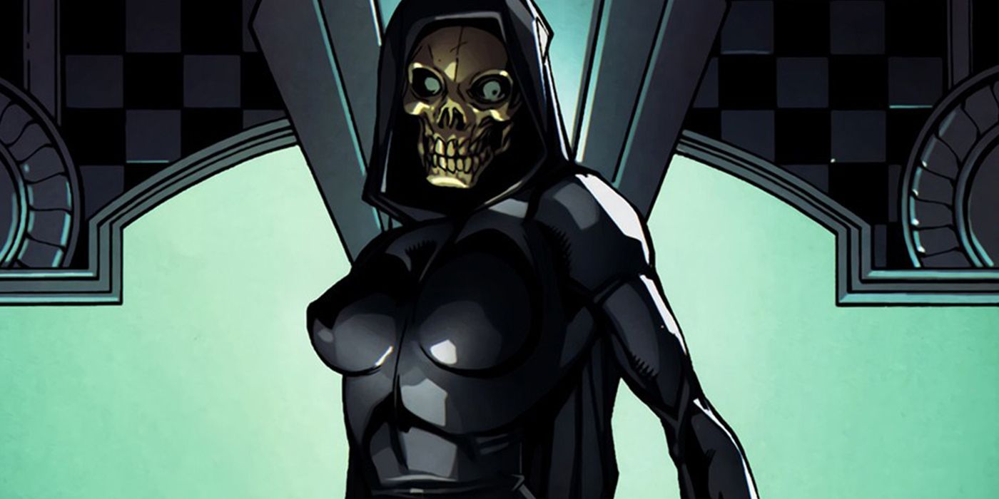 Lady Death smiling in the comics