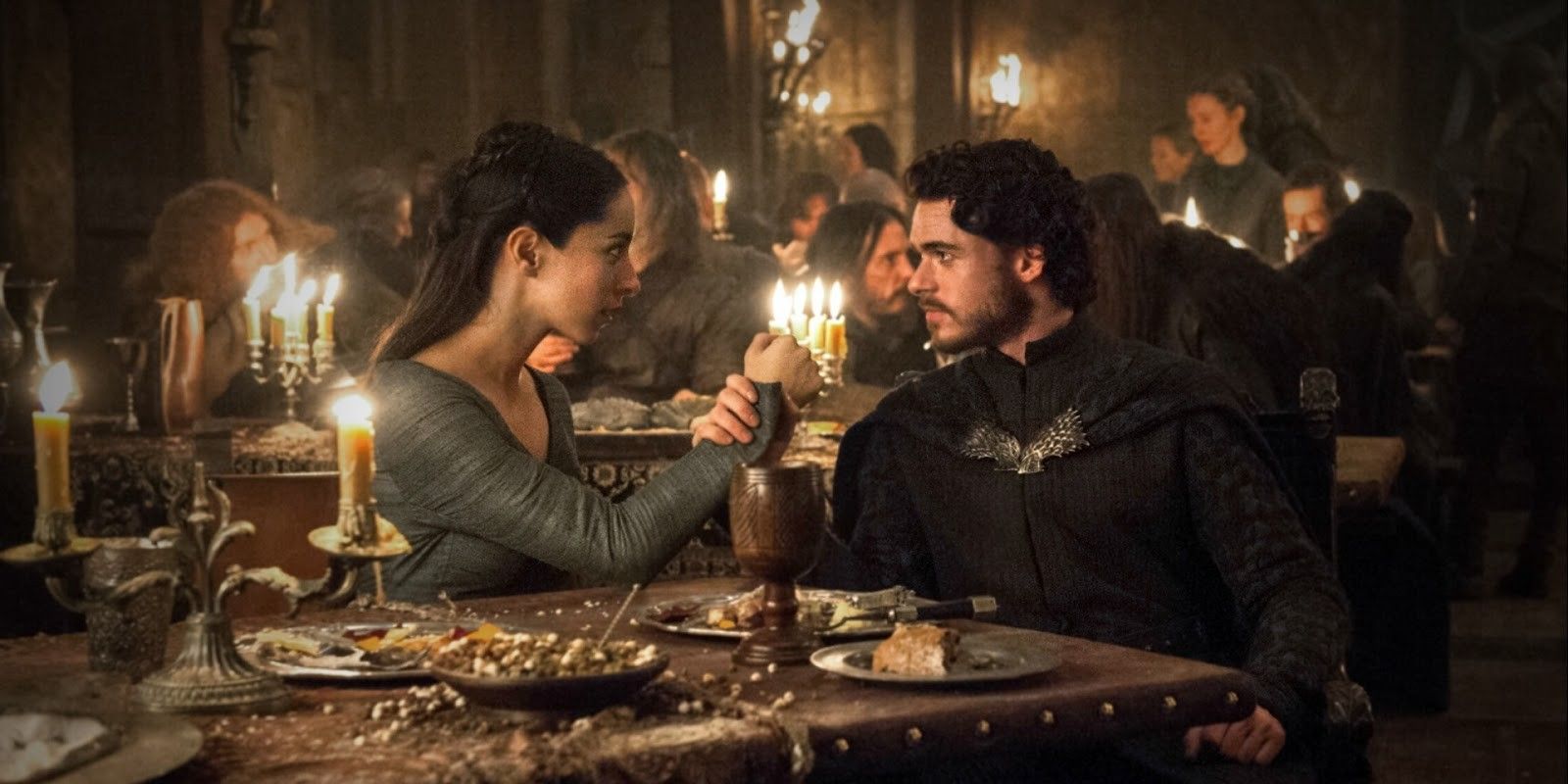 Oona Chaplin as Talisa and Richard Madden as Robb Stark in Game of Thrones