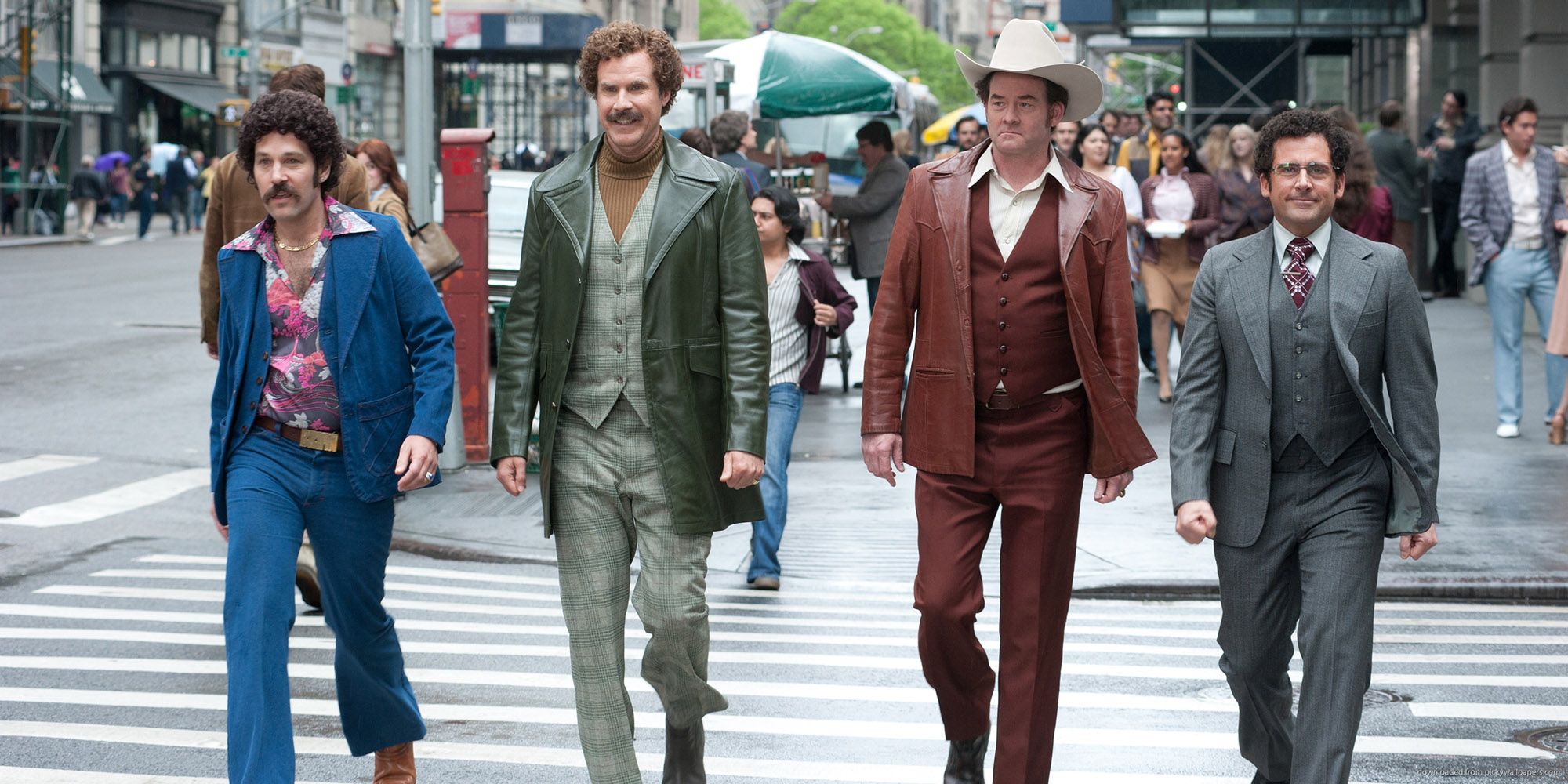 Paul Rudd, Will Ferrell, David Koechner, and Steve Carell in Anchorman 2: The Legend Continues