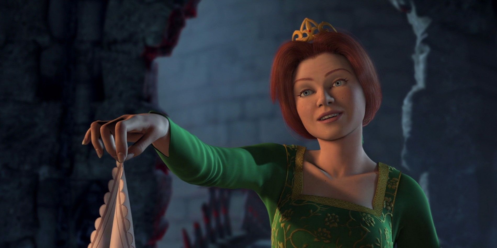 Princess Fiona giving her hankerchief to Shrek 