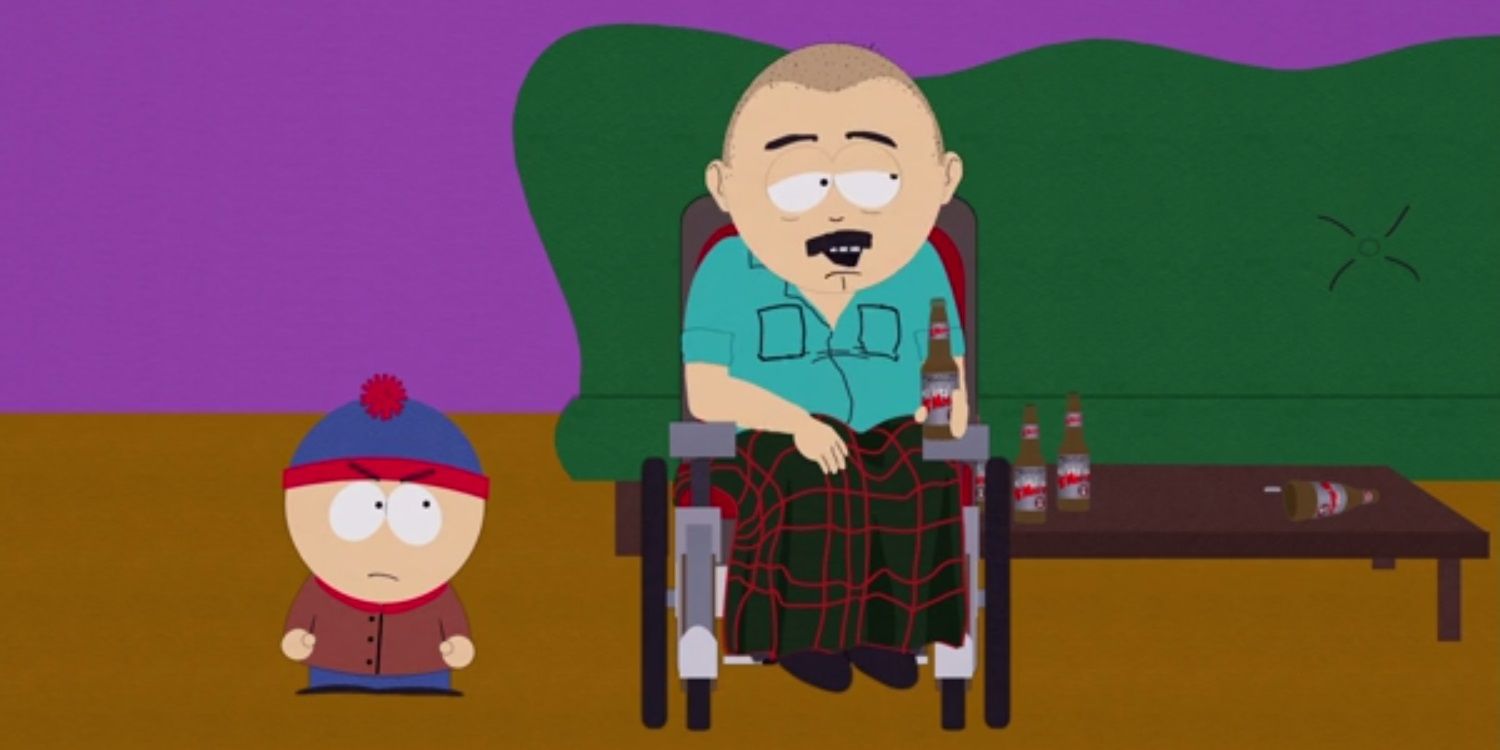 Randy Marsh in a wheelchair in an episode of South Park.