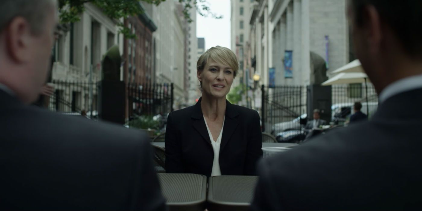 Robin Wright as Claire Underwood Speaks to Two Congressmen in House of Cards