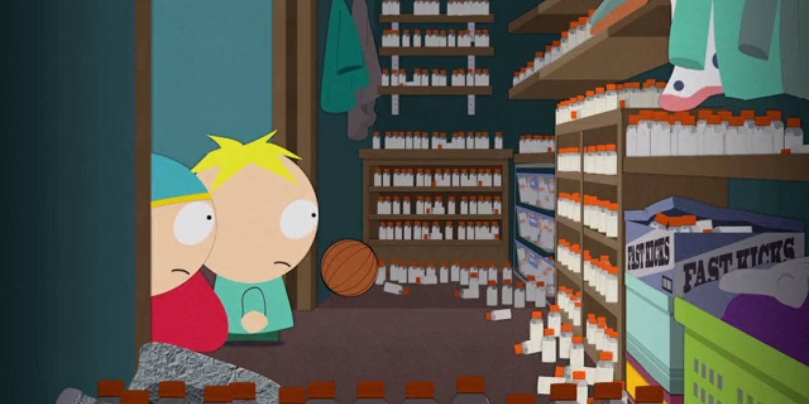 Butters and Cartman in a closet